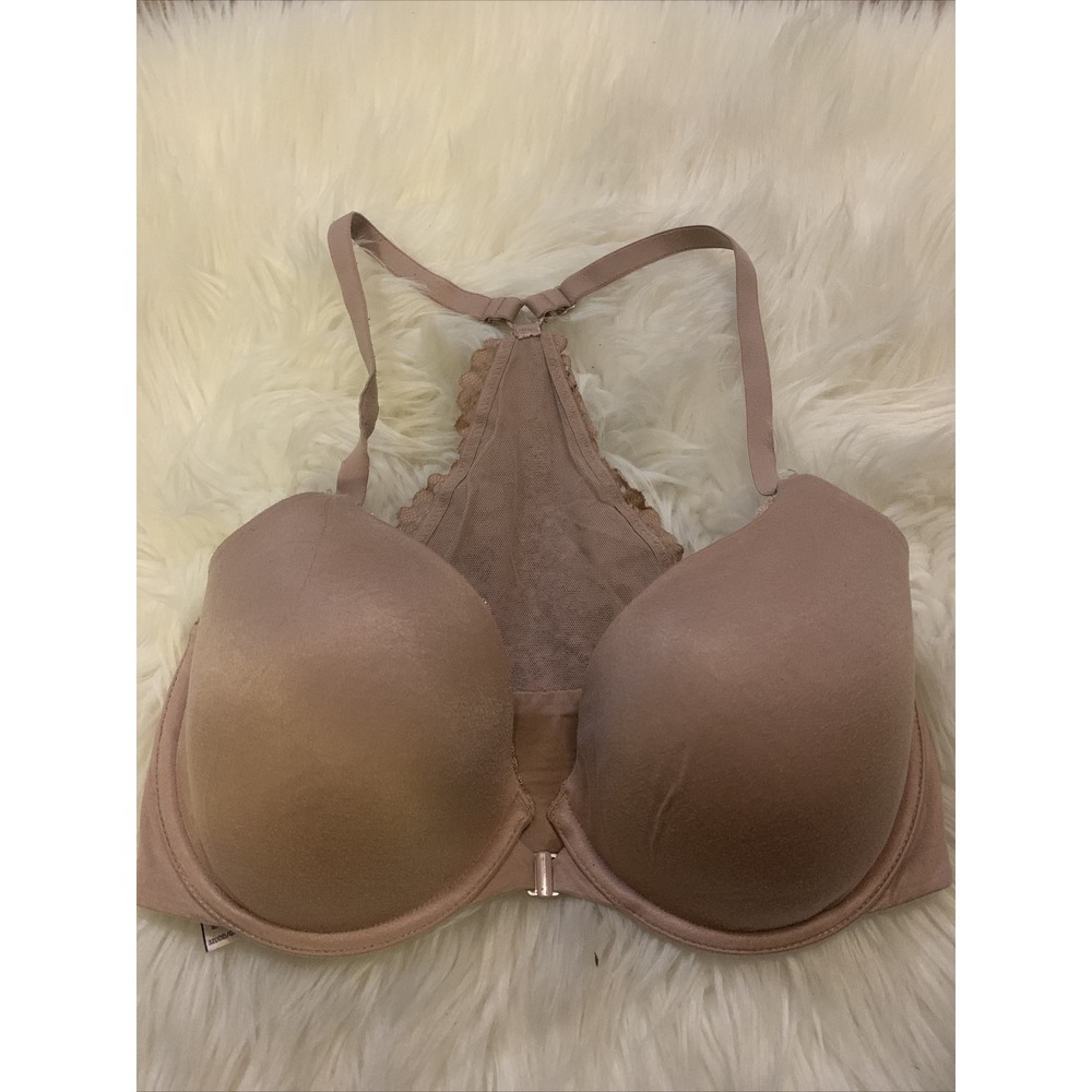 victoria secret body by victoria bra Racerback Demi 32DDD Sexy Nude Color Front